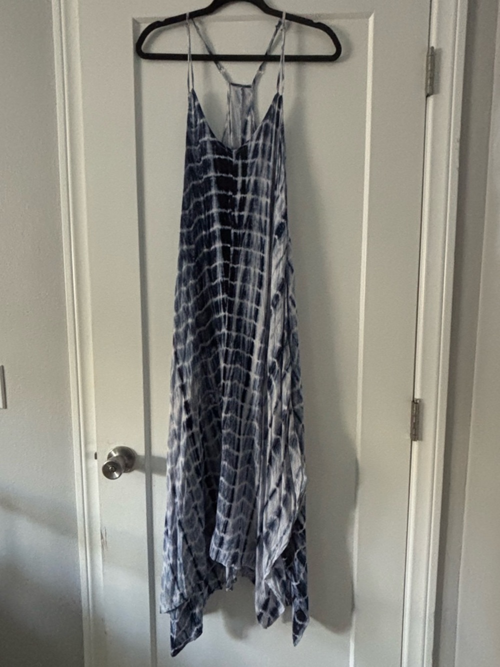 Lovestitch Flowy Loose Hankerchief Maxi Sundress S/M Tie-Dye Blue Flowy